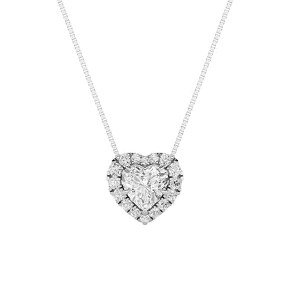 1.25CTW Heart Lab-Grown Diamond Prong Heart Pendant 17 Stones