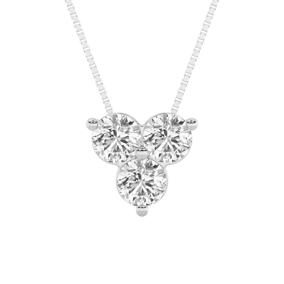 1CTW Round Lab-Grown Diamond Prong Three Stone Pendant 3 Stones 4.2mm Width