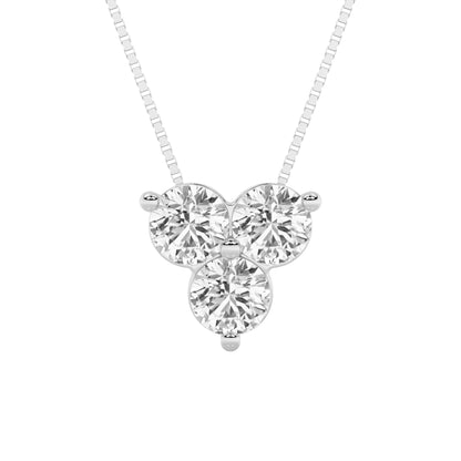 1CTW Round Lab-Grown Diamond Prong Three Stone Pendant 3 Stones 4.2mm Width