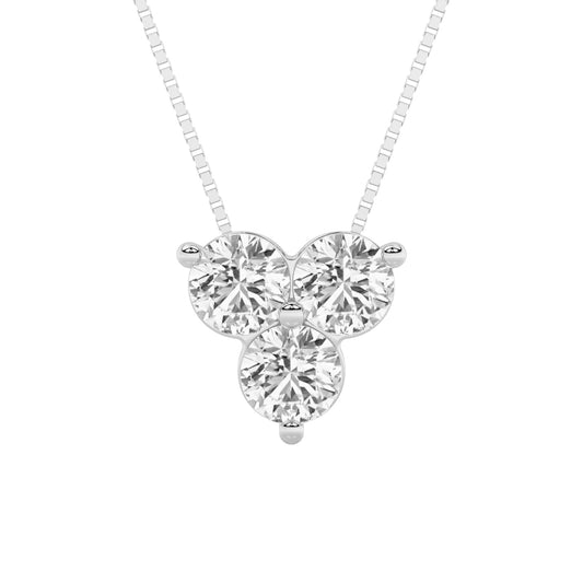1CTW Round Lab-Grown Diamond Prong Three Stone Pendant 3 Stones 4.2mm Width