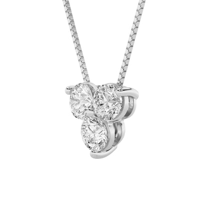 1CTW Round Lab-Grown Diamond Prong Three Stone Pendant 3 Stones 4.2mm Width