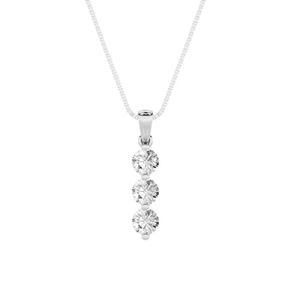 1CTW Round Lab-Grown Diamond Prong Three Stone Pendant 3 Stones 3.2mm Width