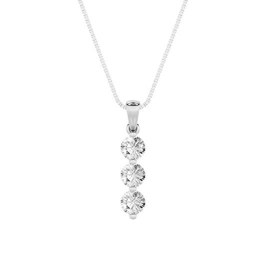 1CTW Round Lab-Grown Diamond Prong Three Stone Pendant 3 Stones 3.2mm Width