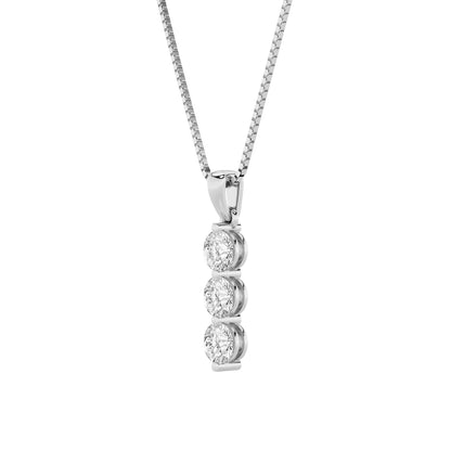 1CTW Round Lab-Grown Diamond Prong Three Stone Pendant 3 Stones 3.2mm Width