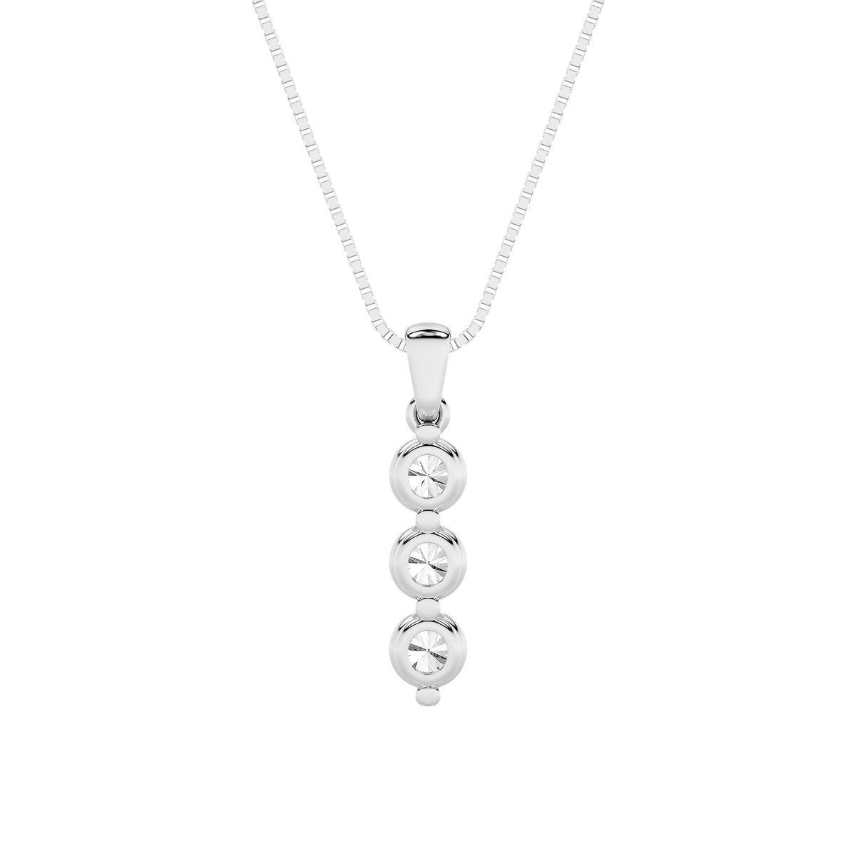 1CTW Round Lab-Grown Diamond Prong Three Stone Pendant 3 Stones 3.2mm Width