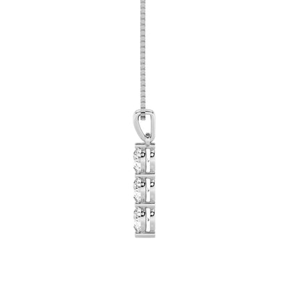 1CTW Round Lab-Grown Diamond Prong Three Stone Pendant 3 Stones 3.2mm Width