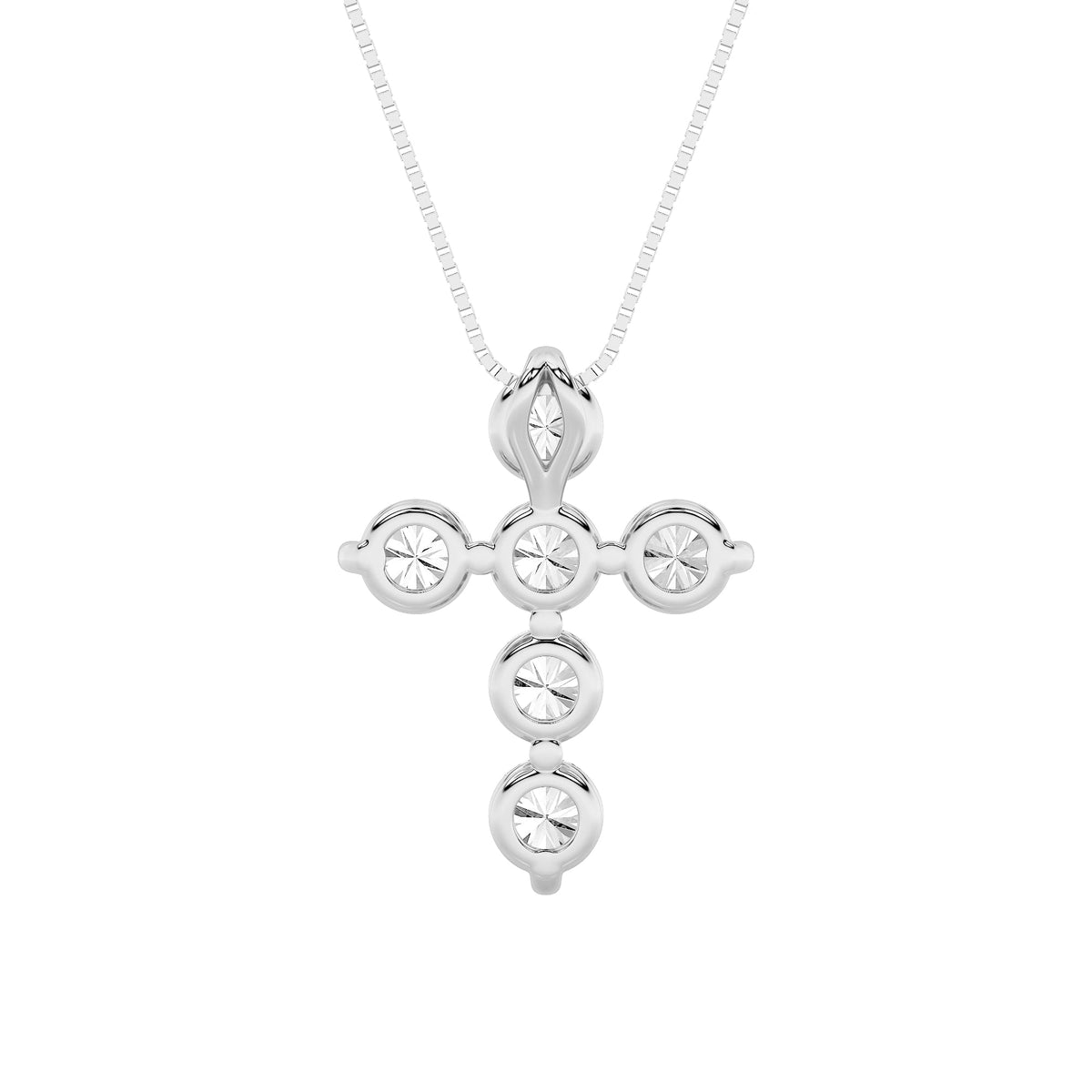 1.5CTW Round Lab-Grown Diamond Prong Cross Pendant 6 Stones 14.5mm Width