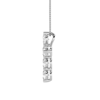 1.5CTW Round Lab-Grown Diamond Prong Cross Pendant 6 Stones 14.5mm Width