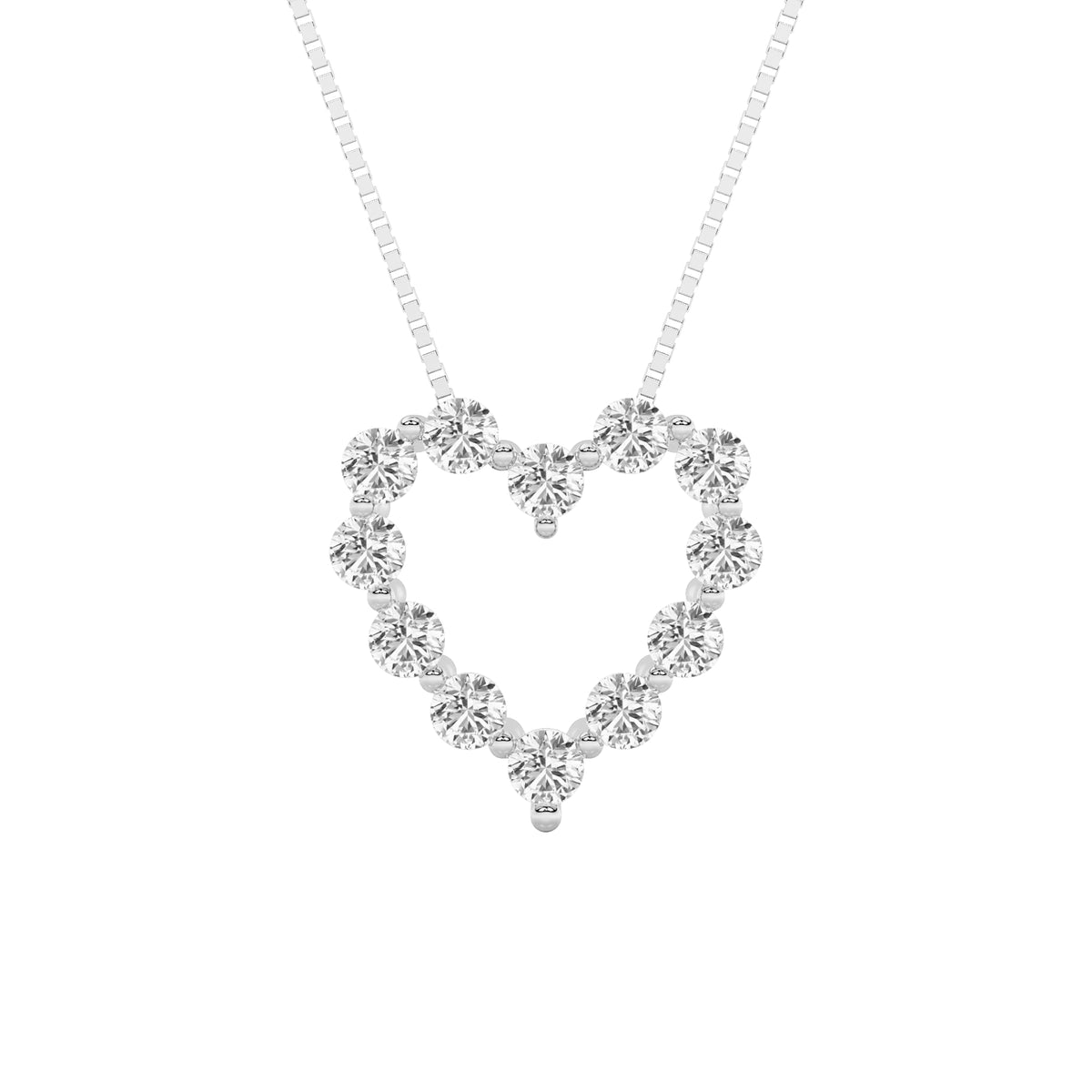2CTW Round Lab-Grown Diamond Prong Heart Pendant 12 Stones