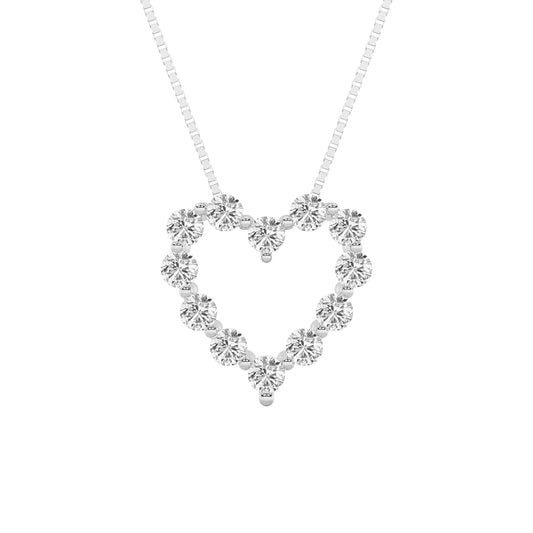 2CTW Round Lab-Grown Diamond Prong Heart Pendant 12 Stones