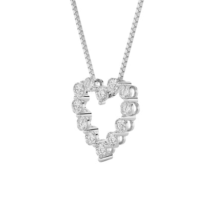 2CTW Round Lab-Grown Diamond Prong Heart Pendant 12 Stones