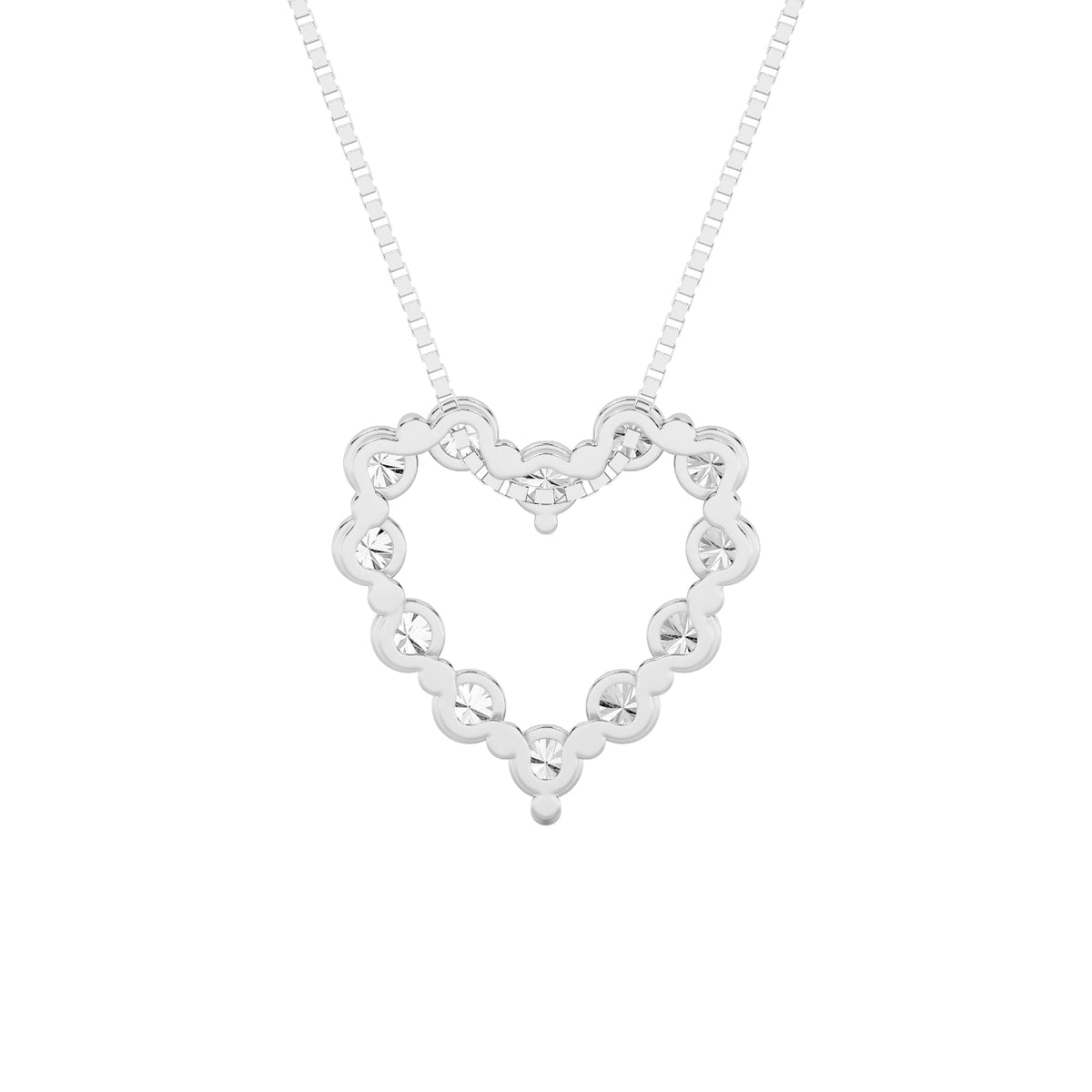2CTW Round Lab-Grown Diamond Prong Heart Pendant 12 Stones