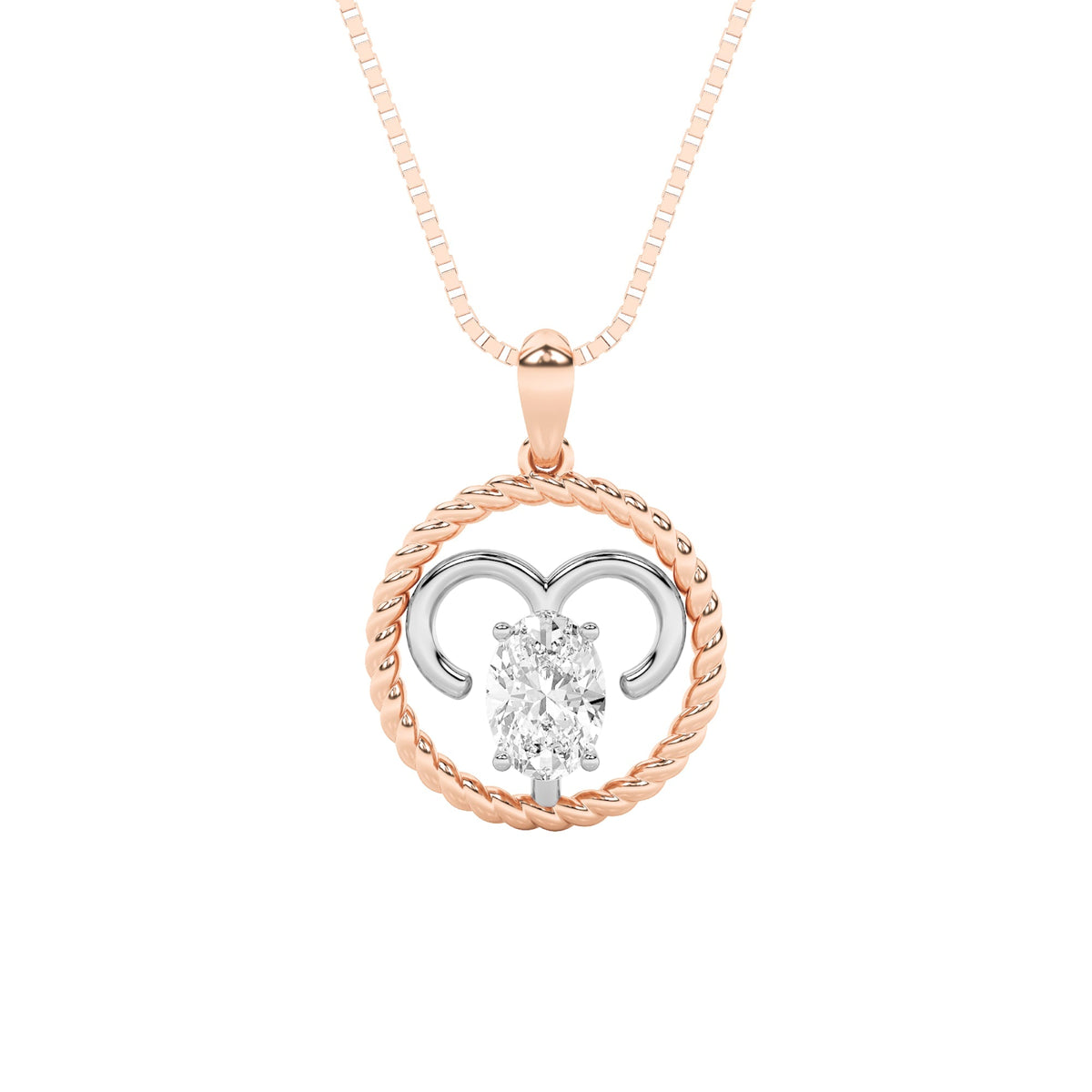 1CTW Oval Lab-Grown Diamond Prong Zodiac Pendant 1 Stone