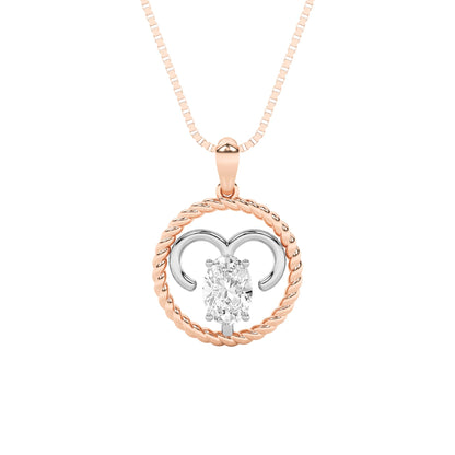 1CTW Oval Lab-Grown Diamond Prong Zodiac Pendant 1 Stone