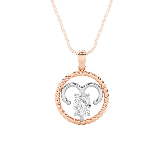1CTW Oval Lab-Grown Diamond Prong Zodiac Pendant 1 Stone