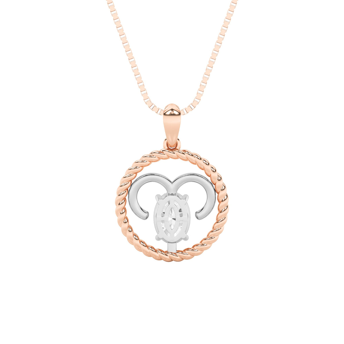 1CTW Oval Lab-Grown Diamond Prong Zodiac Pendant 1 Stone