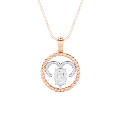 1CTW Oval Lab-Grown Diamond Prong Zodiac Pendant 1 Stone