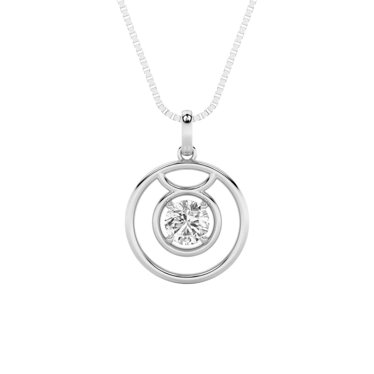 1CTW Round Lab-Grown Diamond Prong Zodiac Pendant 1 Stone