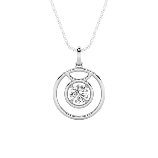 1CTW Round Lab-Grown Diamond Prong Zodiac Pendant 1 Stone