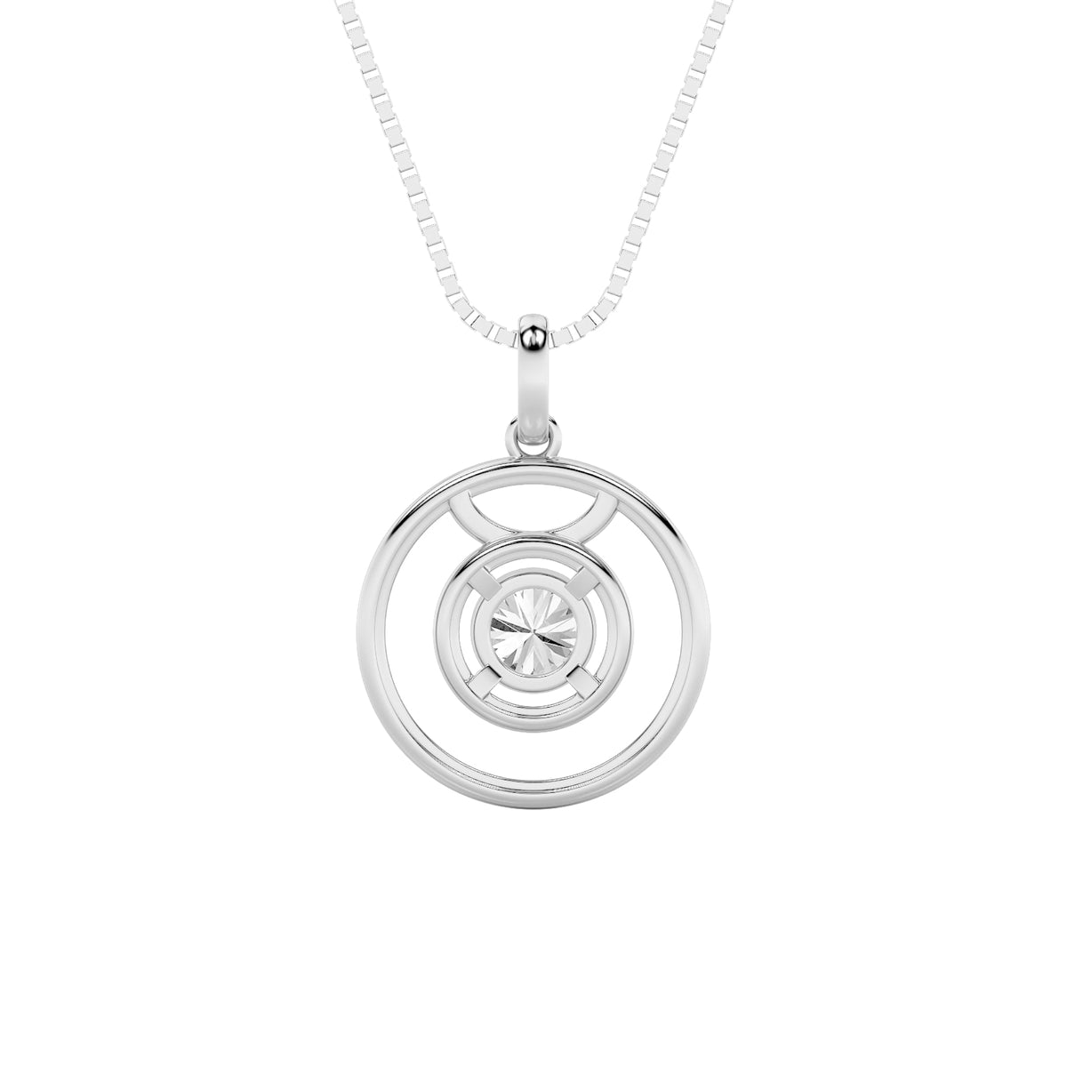 1CTW Round Lab-Grown Diamond Prong Zodiac Pendant 1 Stone