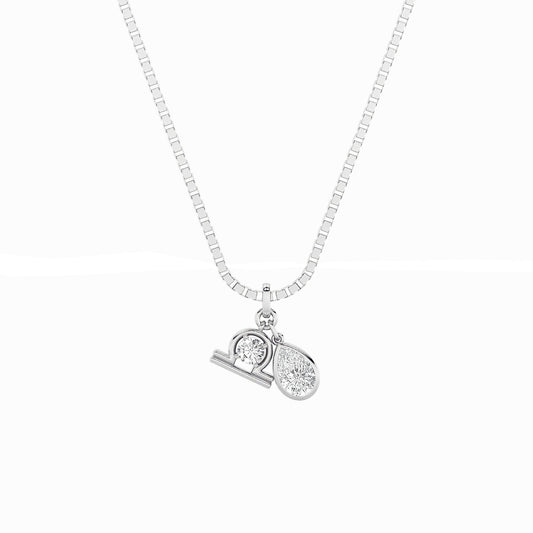 1CTW Pear Lab-Grown Diamond Bezel Prong Zodiac Pendant 2 Stones