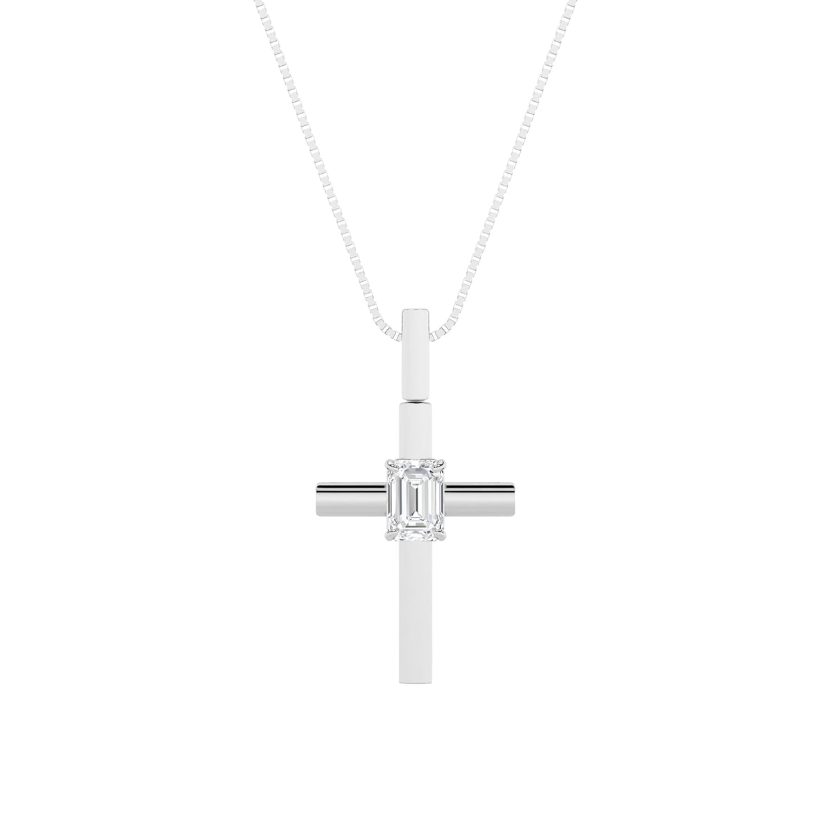 0.5CTW Emerald Lab-Grown Diamond Prong Cross Pendant 1 Stone