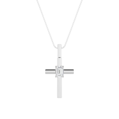 0.5CTW Emerald Lab-Grown Diamond Prong Cross Pendant 1 Stone