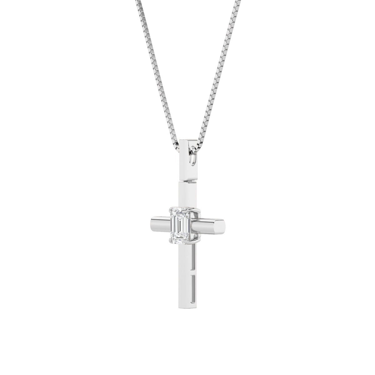 0.5CTW Emerald Lab-Grown Diamond Prong Cross Pendant 1 Stone