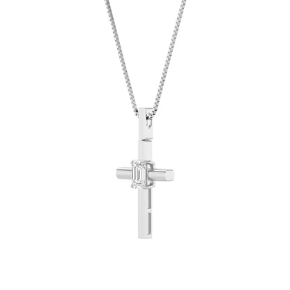 0.5CTW Emerald Lab-Grown Diamond Prong Cross Pendant 1 Stone