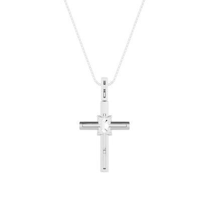 0.5CTW Emerald Lab-Grown Diamond Prong Cross Pendant 1 Stone