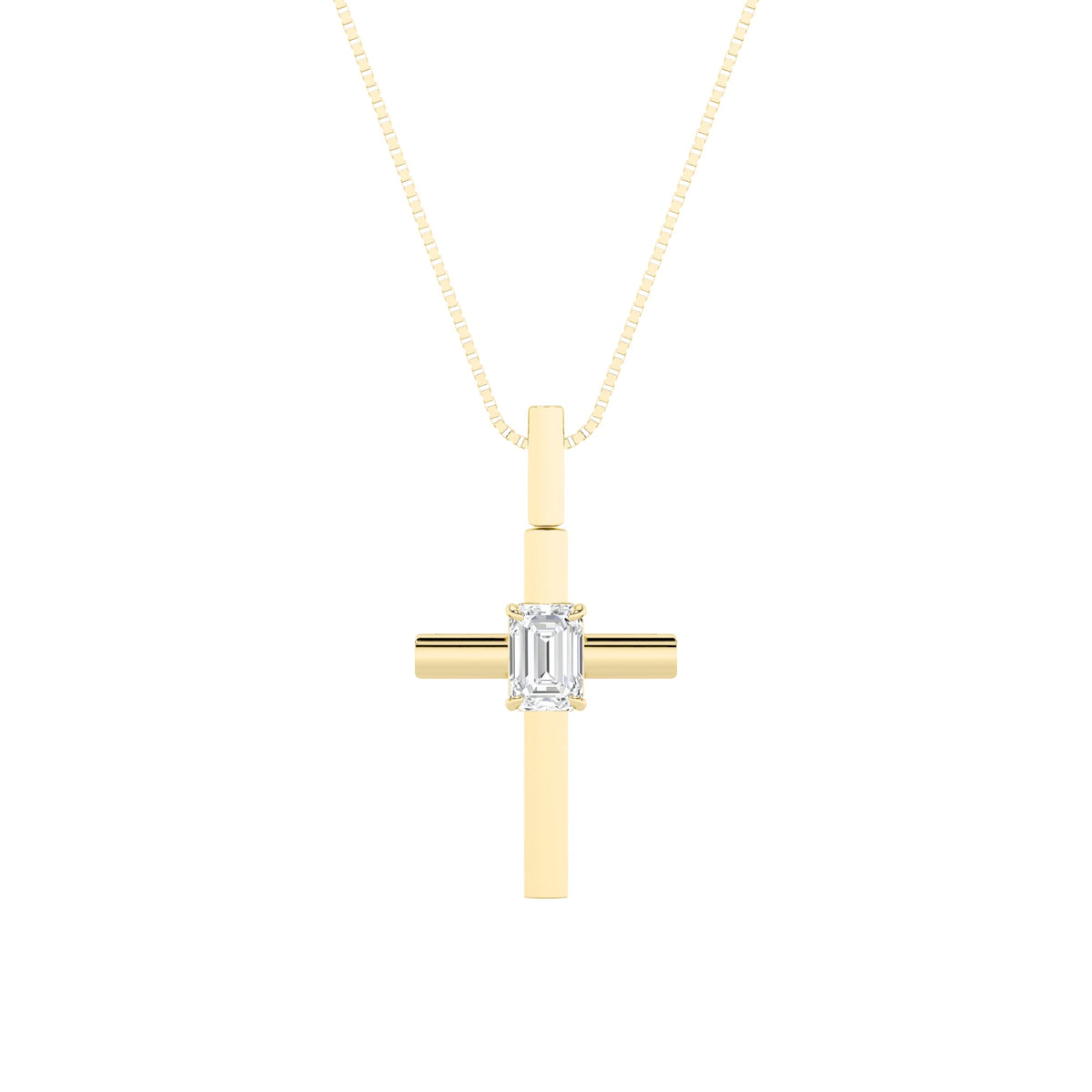 0.5CTW Emerald Lab-Grown Diamond Prong Cross Pendant 1 Stone