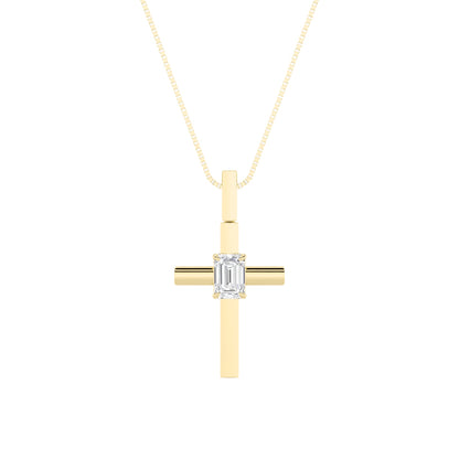 0.5CTW Emerald Lab-Grown Diamond Prong Cross Pendant 1 Stone