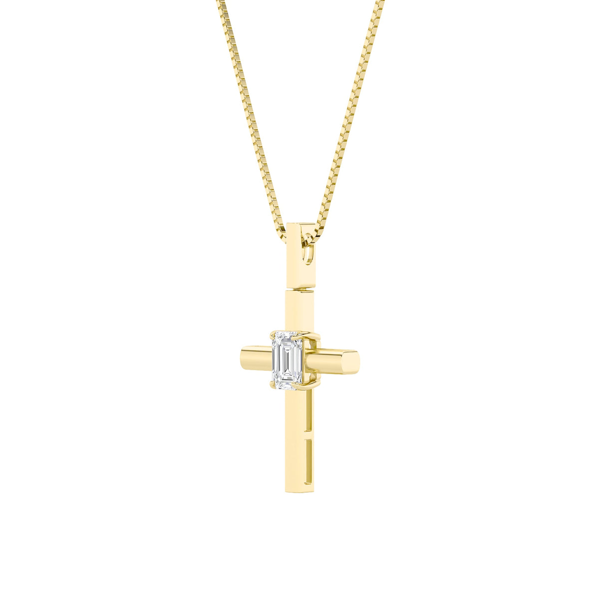 0.5CTW Emerald Lab-Grown Diamond Prong Cross Pendant 1 Stone