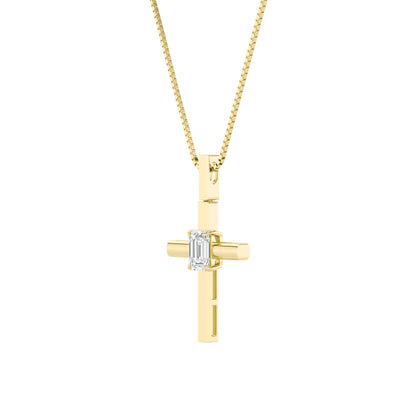 0.5CTW Emerald Lab-Grown Diamond Prong Cross Pendant 1 Stone