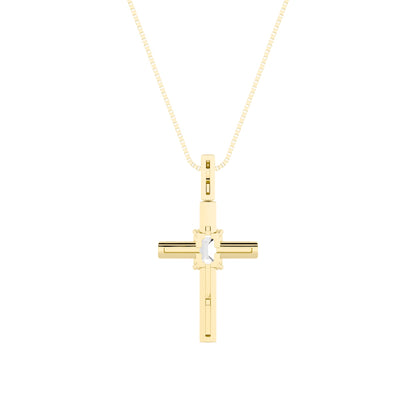 0.5CTW Emerald Lab-Grown Diamond Prong Cross Pendant 1 Stone
