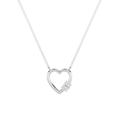 0.5CTW Oval Lab-Grown Diamond Prong Heart Necklace 1 Stone