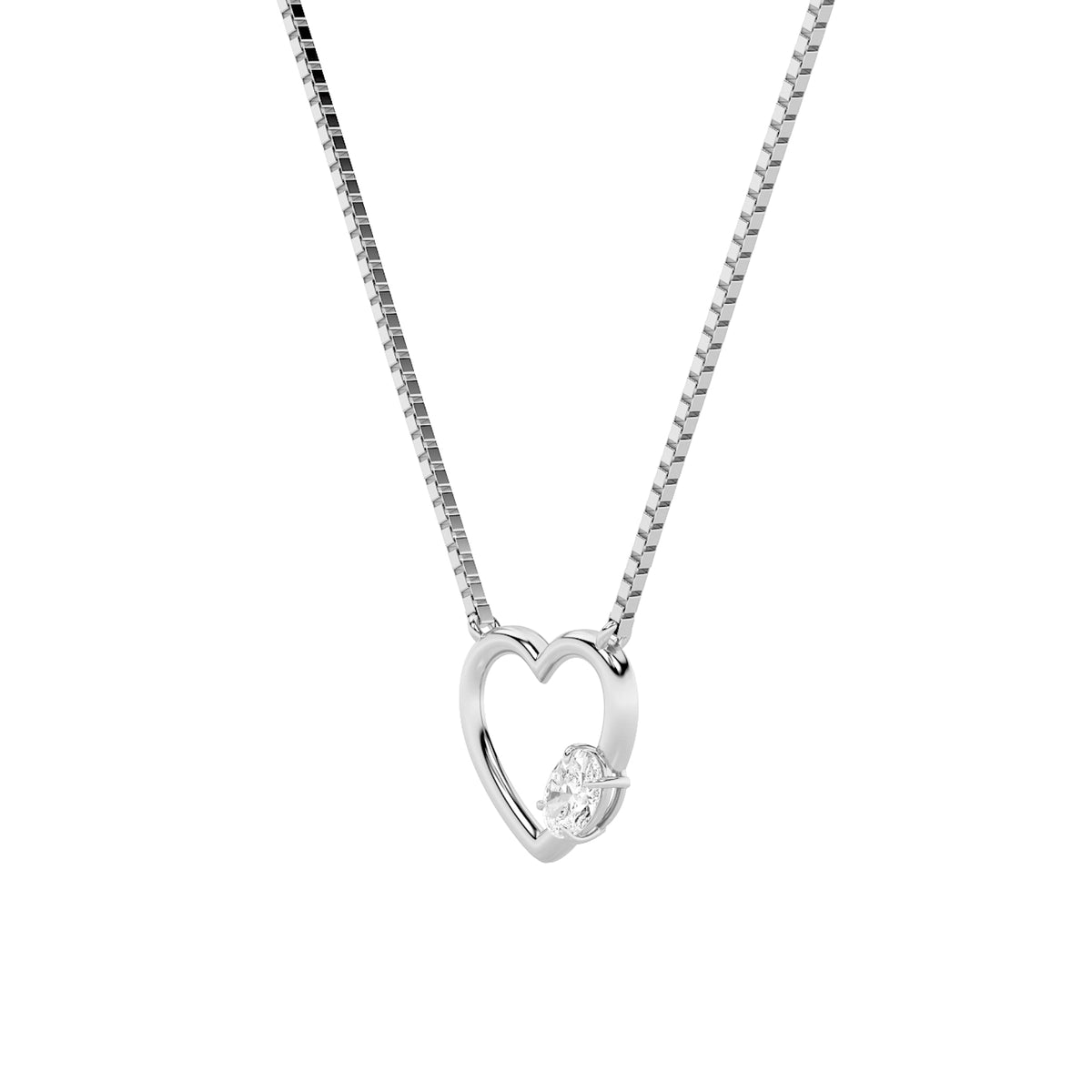 0.5CTW Oval Lab-Grown Diamond Prong Heart Necklace 1 Stone