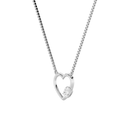 0.5CTW Oval Lab-Grown Diamond Prong Heart Necklace 1 Stone