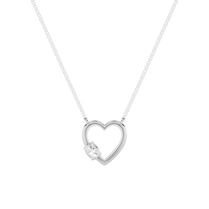 0.5CTW Oval Lab-Grown Diamond Prong Heart Necklace 1 Stone