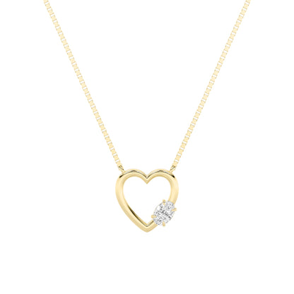 0.5CTW Oval Lab-Grown Diamond Prong Heart Necklace 1 Stone