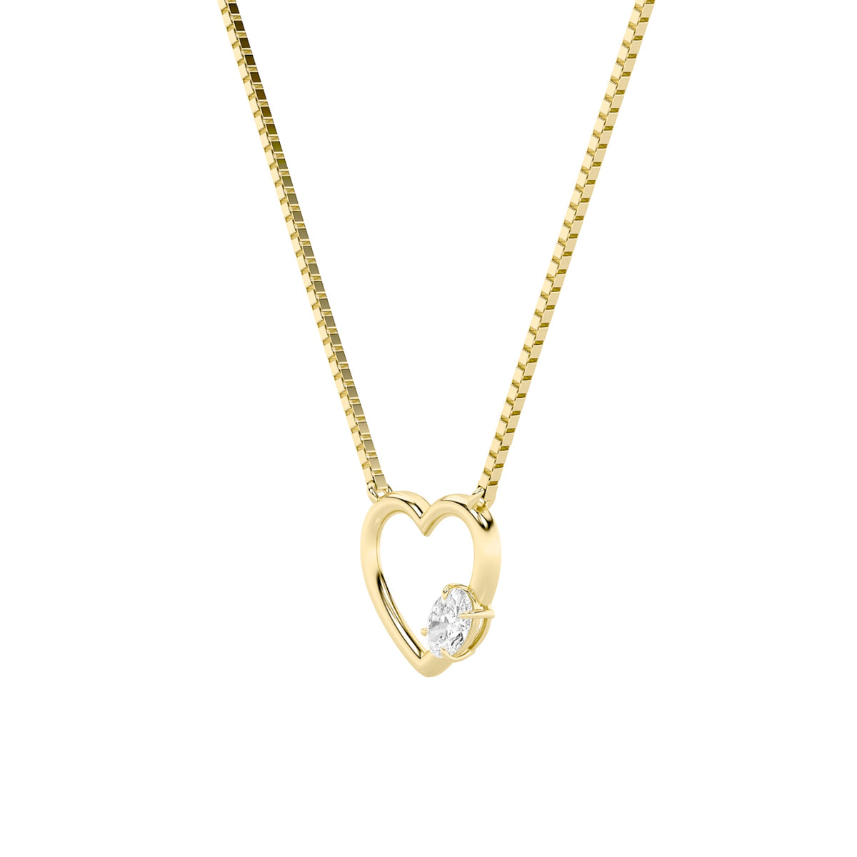 0.5CTW Oval Lab-Grown Diamond Prong Heart Necklace 1 Stone