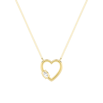 0.5CTW Oval Lab-Grown Diamond Prong Heart Necklace 1 Stone