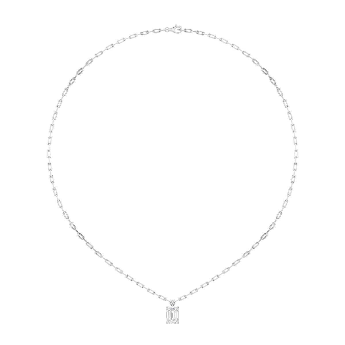 2CTW Emerald Lab-Grown Diamond Prong Strata Chic Collection Necklace 1 Stone