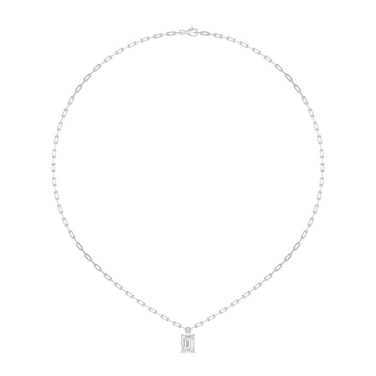 2CTW Emerald Lab-Grown Diamond Prong Strata Chic Collection Necklace 1 Stone