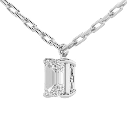 2CTW Emerald Lab-Grown Diamond Prong Strata Chic Collection Necklace 1 Stone