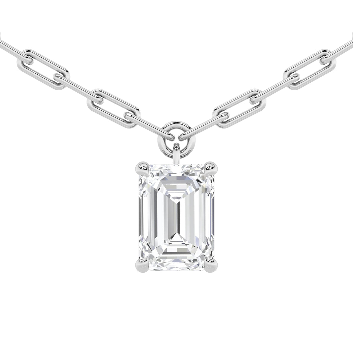 2CTW Emerald Lab-Grown Diamond Prong Strata Chic Collection Necklace 1 Stone