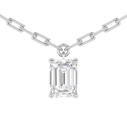 2CTW Emerald Lab-Grown Diamond Prong Strata Chic Collection Necklace 1 Stone