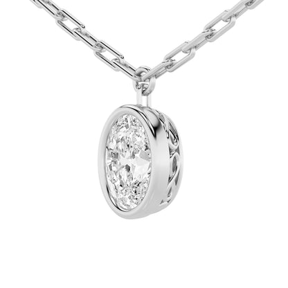 2CTW Oval Lab-Grown Diamond Bezel Strata Chic Collection Necklace 1 Stone