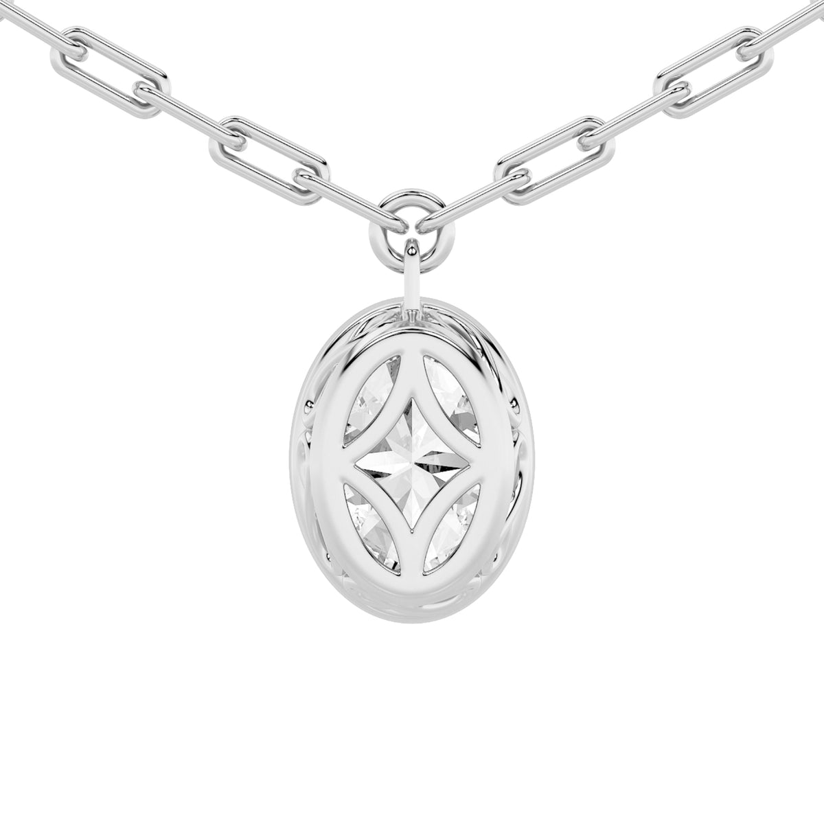 2CTW Oval Lab-Grown Diamond Bezel Strata Chic Collection Necklace 1 Stone