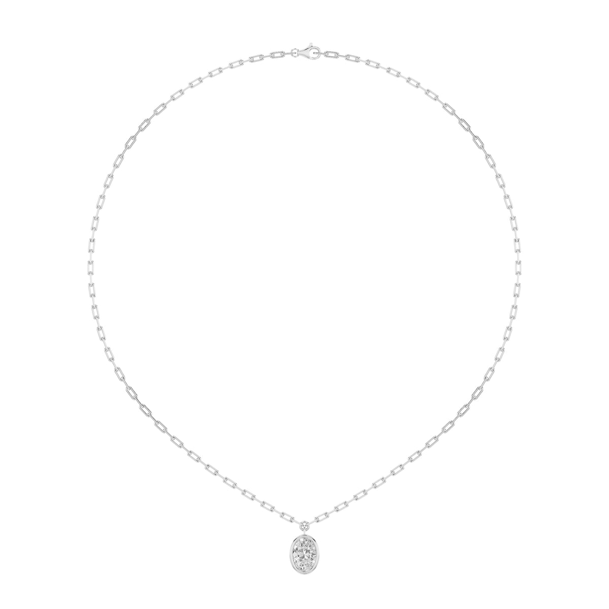 2CTW Oval Lab-Grown Diamond Bezel Strata Chic Collection Necklace 1 Stone